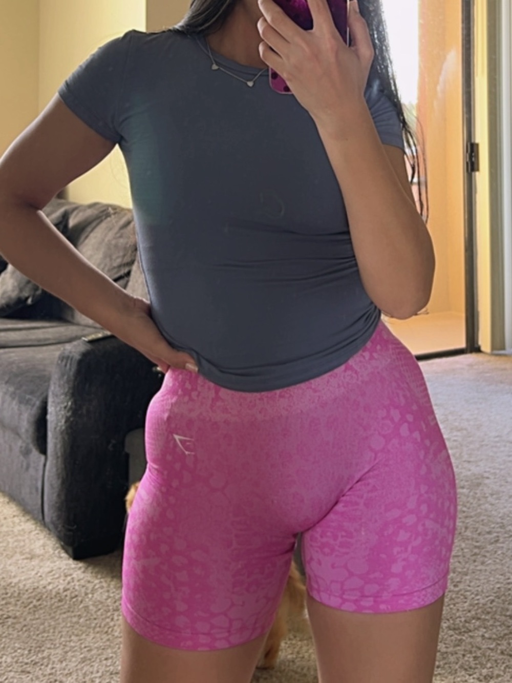 Gymshark Adapt X Whitney Animal Seamless Shorts Pink XS - Picture 6 of 6